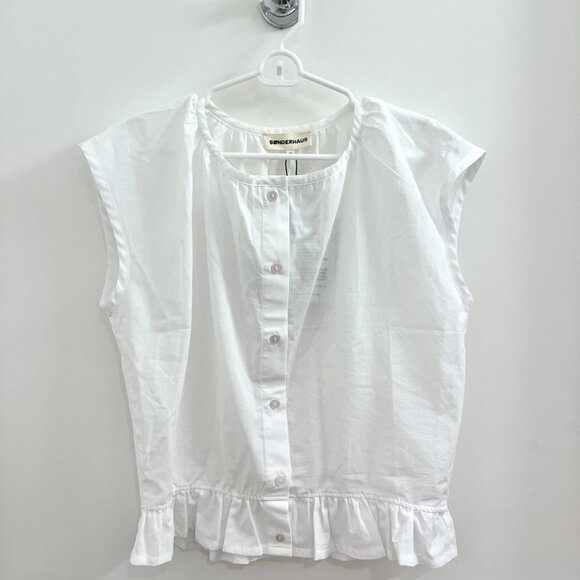 NWT Sonderhaus Studios White Button Tank, Size: M - Picture 1 of 5